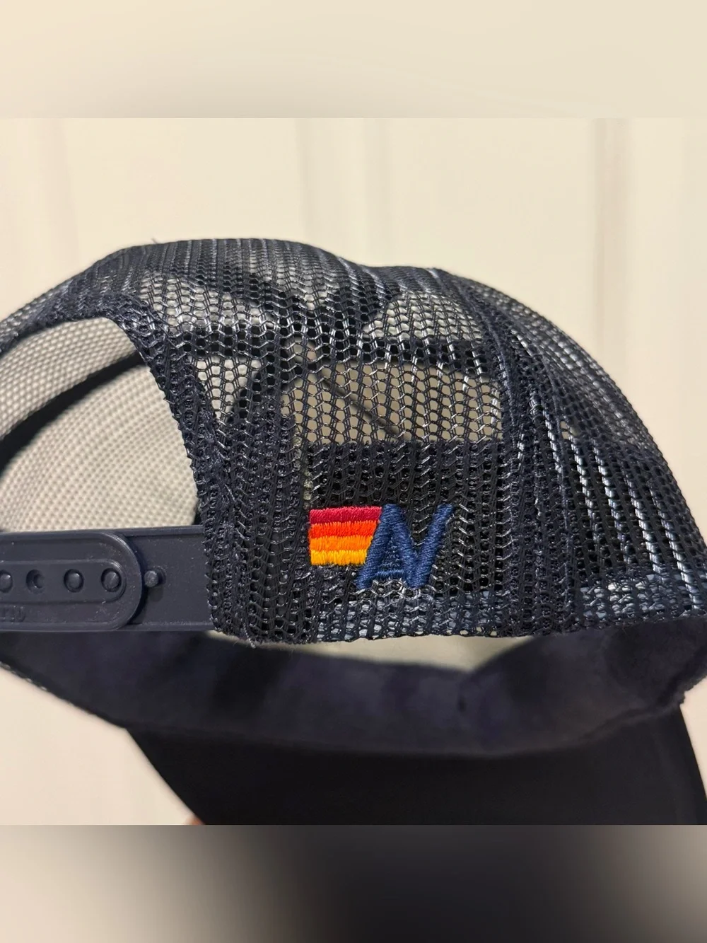 Aviator Nation Navy Trucker Hat with Yellow Smiley Face Patch RARE OLD STYLE